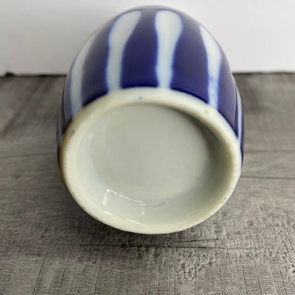 Vintage Shinogi Design Blue & White Ceramic Saki Bottle Cup Set - Picture 5 of 8